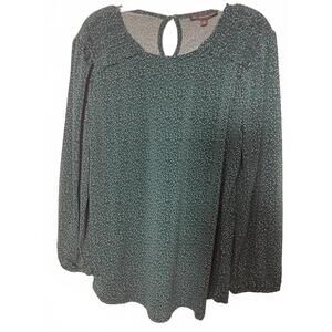 2/$30 Adrianna Papell Blouse Top Women's XS Green White Cottagecore Career NWT